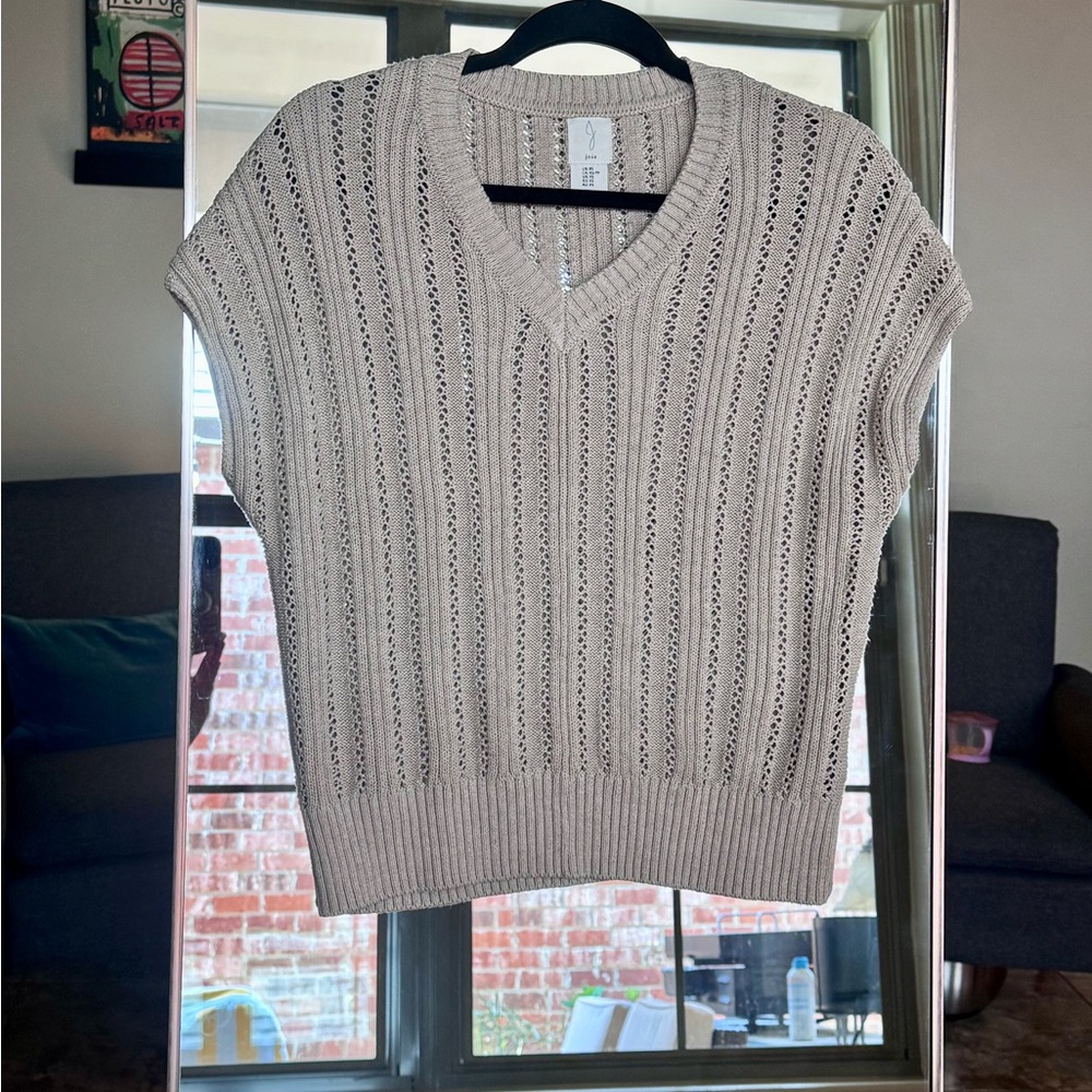 Joie Cream V-Neck Sweater with Cable Knit Design